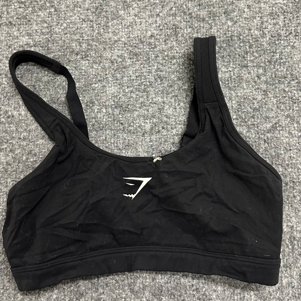 Gymshark Sports Bra Womens Size S Black Scoop Neck Adjustable Straps Athletic